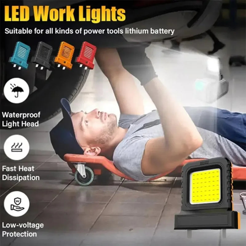 lampe travail led noir jaune moderne batterie intégrée clips rechargeable portative