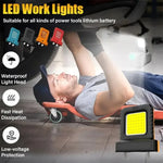 lampe travail led noir jaune moderne batterie intégrée clips rechargeable portative
