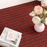 tapis adhésif rouge noir rayé antidérapant polyester intérieur porte salle bain