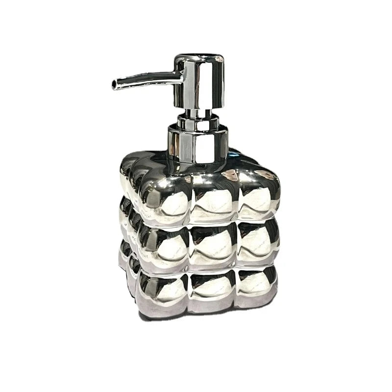 distributeur savon liquide argenté moderne maison 350ml 450ml rechargeable pompes