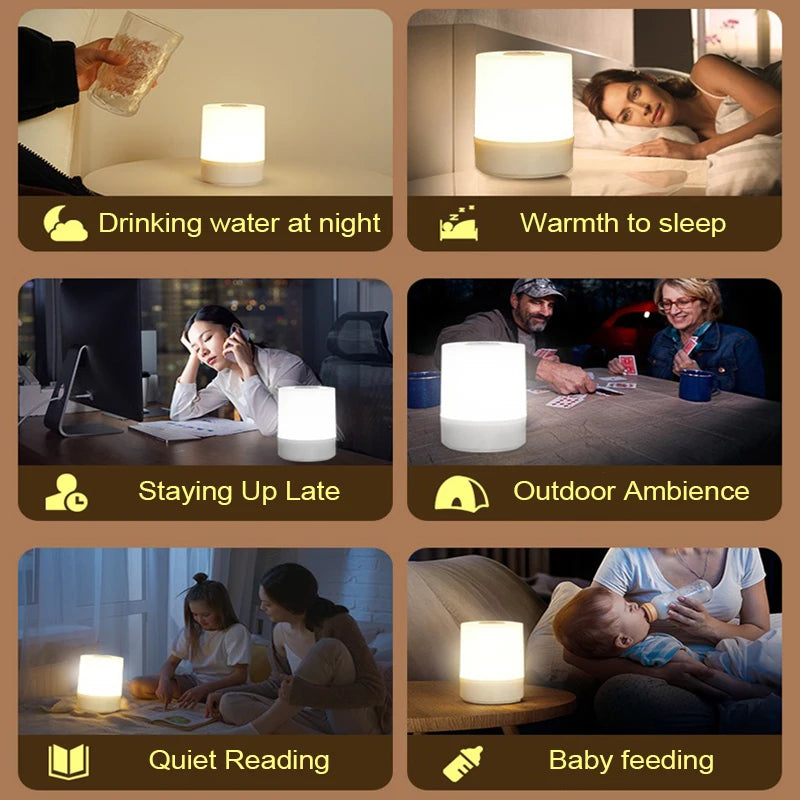 veilleuse led table nuit lampe desk rechargeable tactile dimmable blanc orange