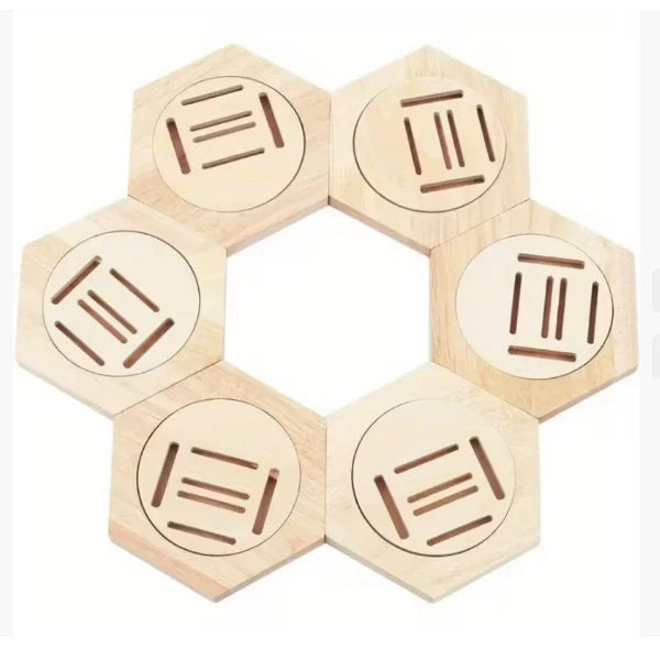 support mural médailles bois hexagonaux moderne adhésif bois naturel gravés