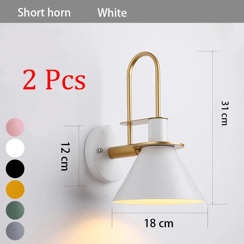 lampe murale moderne conique vis fixation noir blanc rose bleu marine jaune gris minimaliste