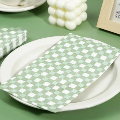 Lot de 20 sets de table en papier vert à carreaux
