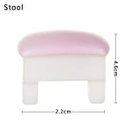meubles miniatures poupées rose blanc modernes armoire frigo lave linge micro ondes téléviseur commode