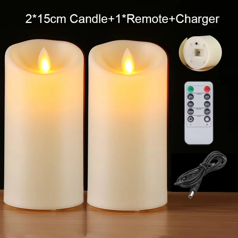 bougies led rechargeables sans flamme trois tailles imitation cire blanc crème télécommande