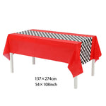 ensemble décoration anniversaire voiture course assiettes gobelets bannière table runner ballon géant papier