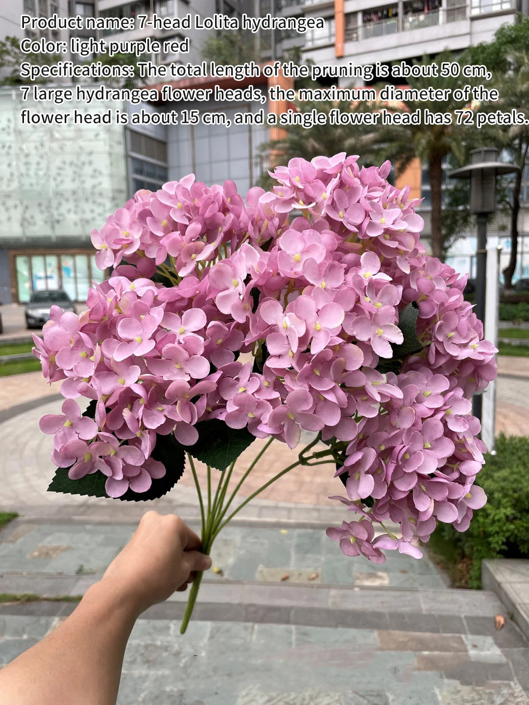 bouquet hortensia soie rose clair feuilles vertes réaliste décoration intérieure mariage anniversaire pendaison crémaillère