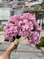 bouquet hortensia soie rose clair feuilles vertes réaliste décoration intérieure mariage anniversaire pendaison crémaillère