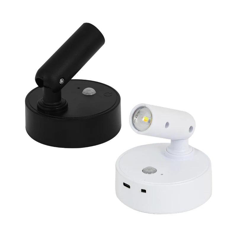 lampe led spot noir blanc adhésive rechargeable tactile mouvement moderne minimaliste