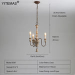 lustre vintage rustique bois naturel métal noir trois lumières suspension entrée couloir