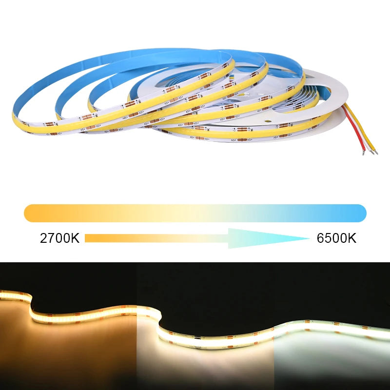 ruban led flexible 608 led 2700k 6500k 12v 24v adhésif double face variable couleur