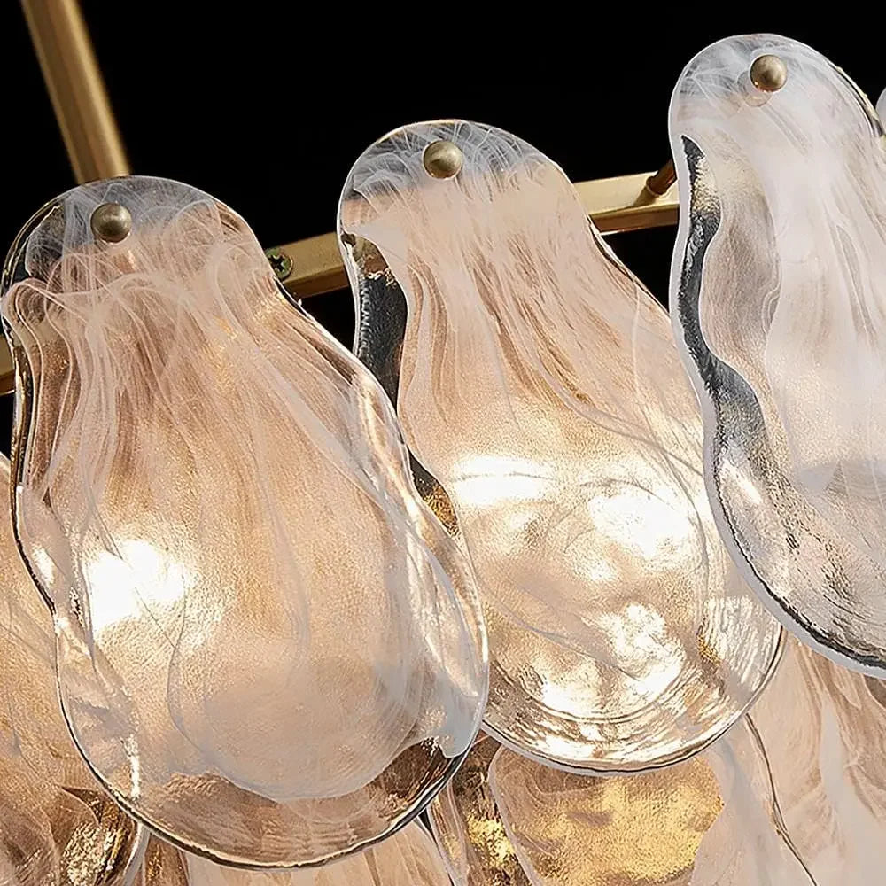 lustre moderne suspension or blanc translucide verre veineux led chambre salon