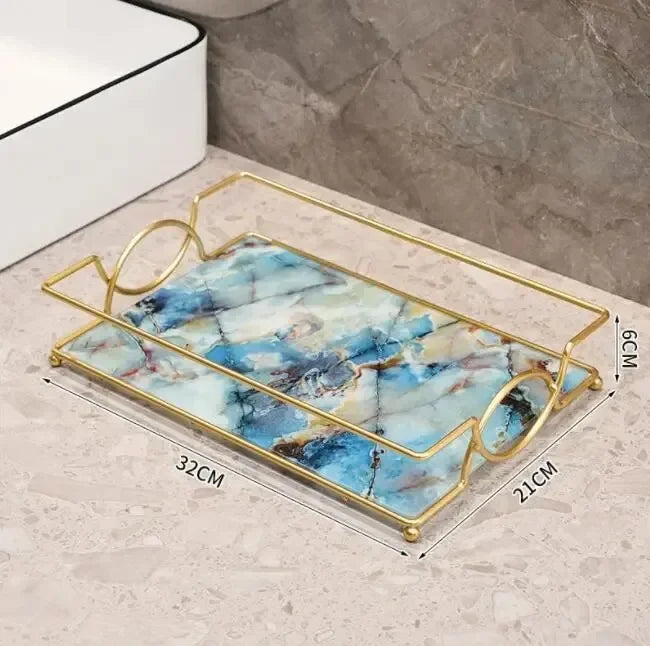étagère murale adhésive or marbre moderne panneau verre métal cosmétique minimaliste
