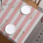 nappe table rayée rose blanche moderne réutilisable polyester rectangle maison fête