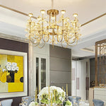 lustre or transparent fleurs cristal classique chaîne éclairage intérieur decoration