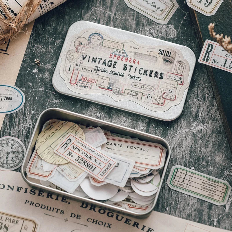 sticker scrapbooking vintage rétro étiquettes billets cartes postales anciennes textes images motifs blanc rouge