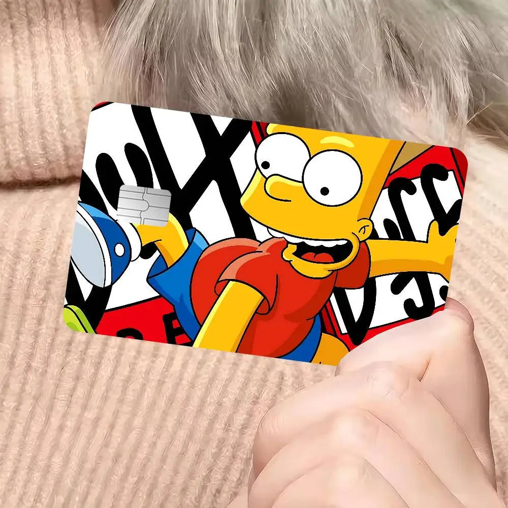 autocollants dessins animés simpsons fortnite cartes bancaires réutilisables imperméables pop art multicolores adultes femmes