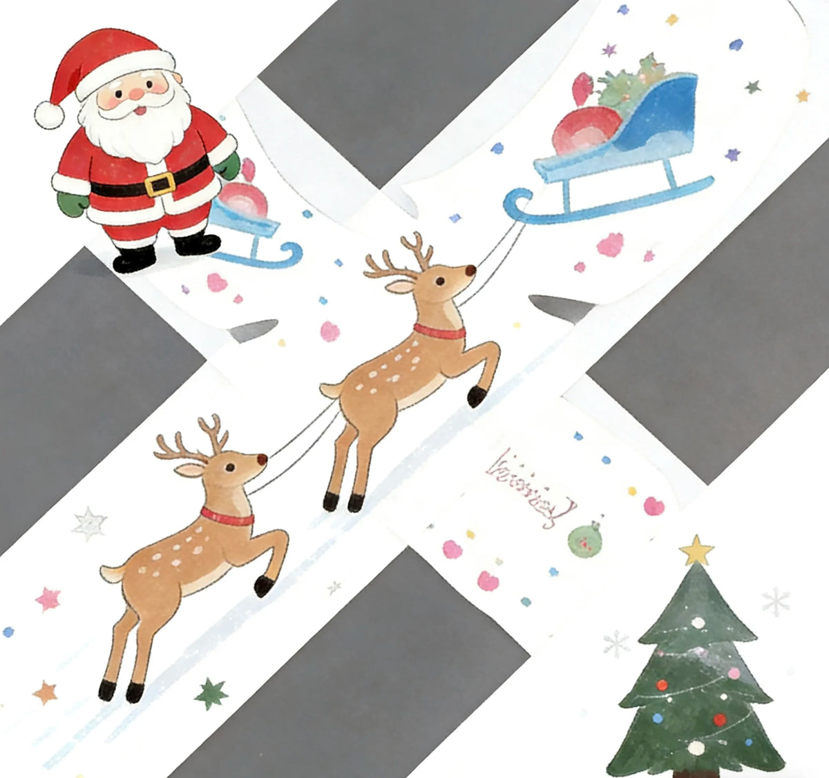 sticker decoration noel personnages aquarelle santa rennes arbre bonhomme neige cadeaux botte mitaines enfantin