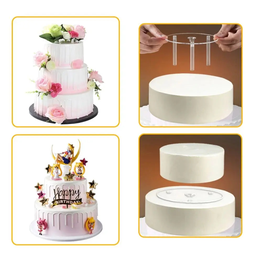 support gâteau transparent clips moderne stand plastique sans motif paille spacings rond