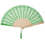 éventail pliant dentelle noir rouge vert classique tassel danse décoration pliante légère
