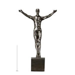 statuette escalade homme résine argentée nu réaliste moderne opaque