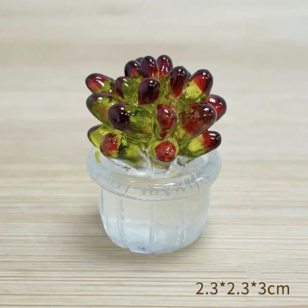 miniature cactus résine verte jaune rouge artisanale transparente décoration extérieure succulente