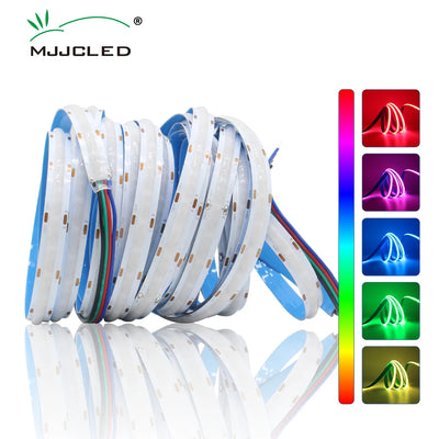 Ruban LED COB RGB 12V néon flexible de 5 mètres allumé en couleur bleue