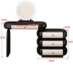 maquillage moderne commode tiroirs tabouret miroir noir blanc texture cuir
