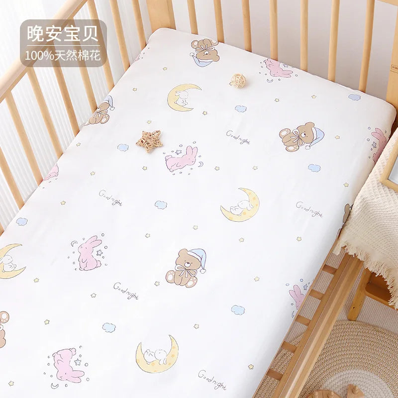 drap bébé couverture panda points sapins élastique simple beige uni coton respirant lit enfant
