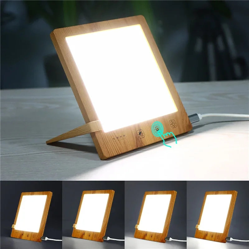 lampe bois naturel blanc moderne réglable clips contrôle tactile