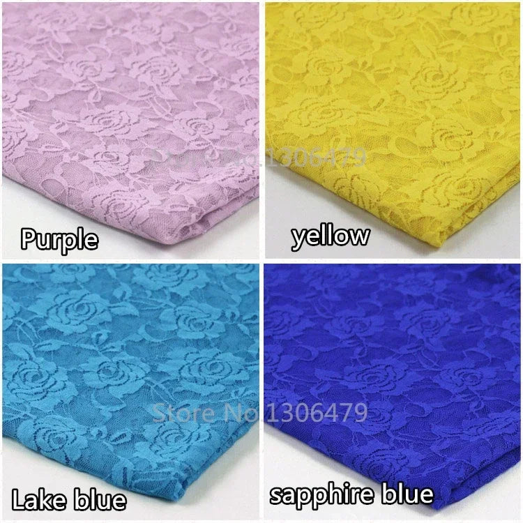 tissu dentelle élastique fleurs roses spandex nylon largeur 150cm opaque traditionnel écologique