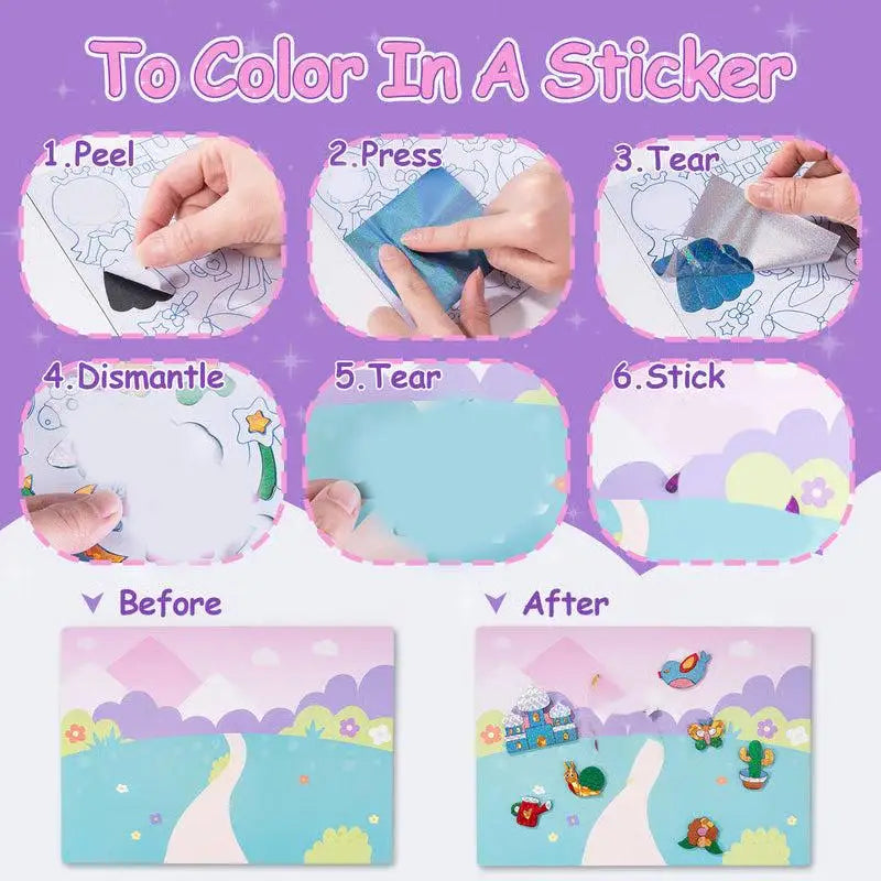 feuilles métal art enfants stickers autocollants coloriage cartes dessin motifs animaux géométriques paires yeux