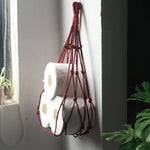 porte rouleaux papier toilette suspendu cordelettes decoratives filet tresse boheme rustique artisanal