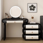 maquillage moderne commode tiroirs tabouret miroir noir blanc texture cuir