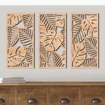 panneaux decoratifs murals modernes motifs vegetaux geometriques beige clair marron foncé vert foncé minimalistes