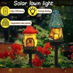 lampe solaire extérieure blanc rouge bleu vert marron texture résinée motifs floraux décoration jardin