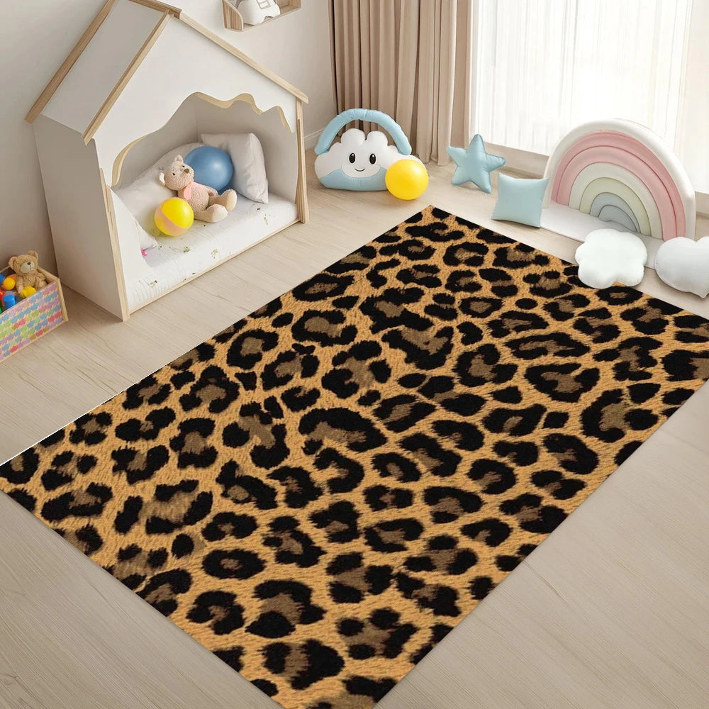 tapis imprimé léopard moderne anti dérapant polyester lavable extérieur décoration maison salon chambre prière