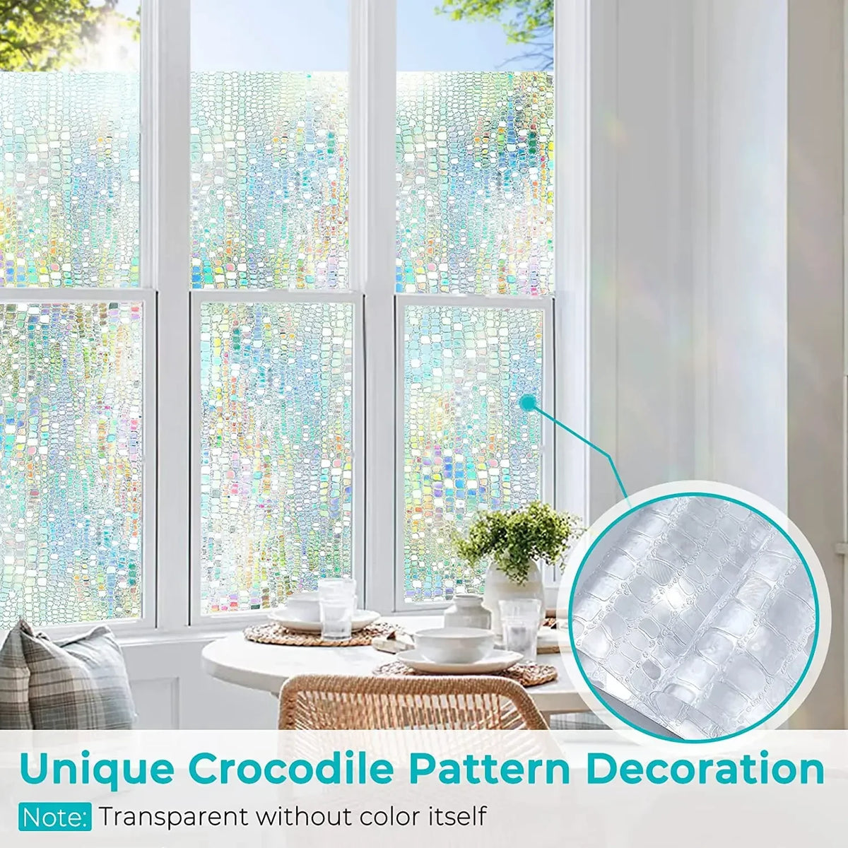 film décoratif fenêtre multicolore mosaïque transparent adhésif moderne protection uv isolation thermique