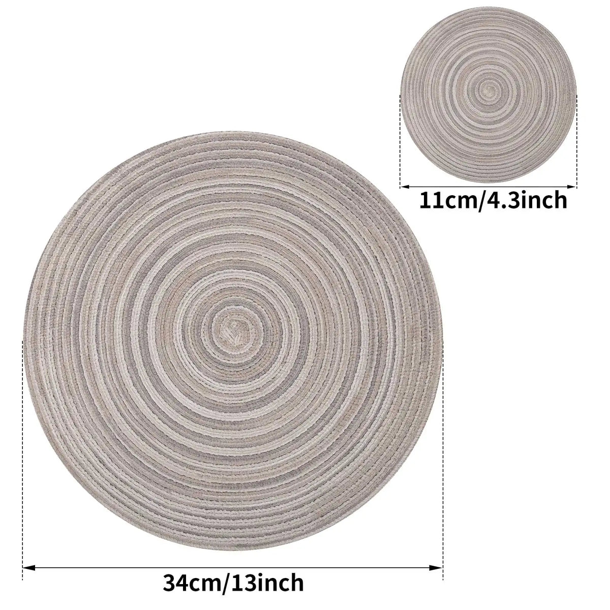 tapis table tissés main moderne rayures concentriques bleu marine beige gris vert orange respectueux