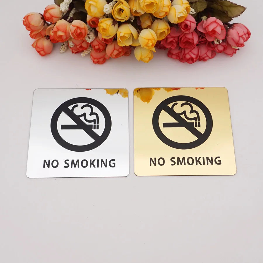 autocollant no smoking or gold symbole anti tabac adhésif carré moderne 10cm or noir