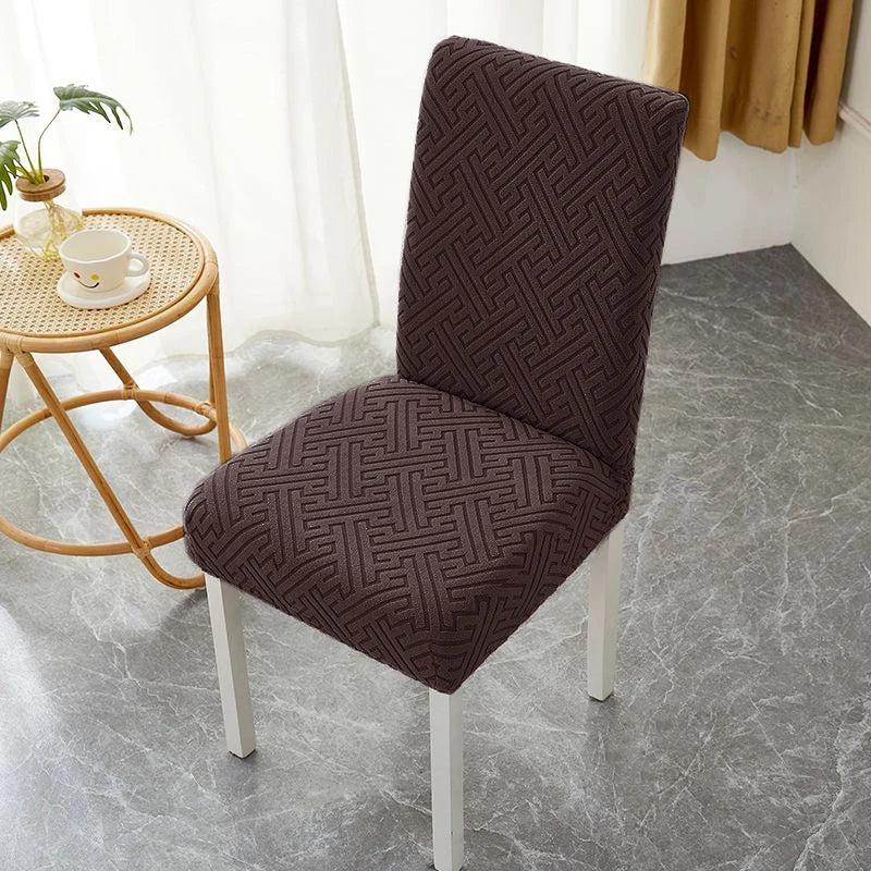 housse chaise moderne motif géométrique beige clair spandex polyester adhésif universal chair