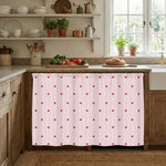 rideau cuisine moderne rayures rubans cerises coeurs blanc rouge bleuclair transparent opacité