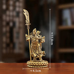 statuette dorée guerrier chinois statuaire traditionnelle ornement maison armure antique décoration intérieure hallebarde historique