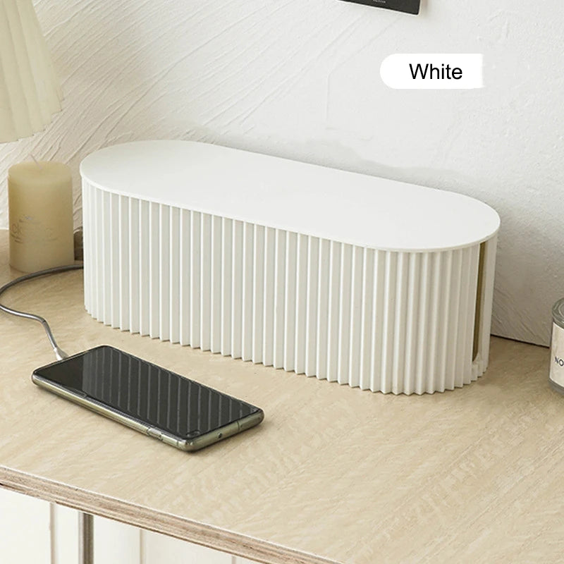 organisateur boîte rangement câbles multiprise moderne blanc vert olive minimaliste
