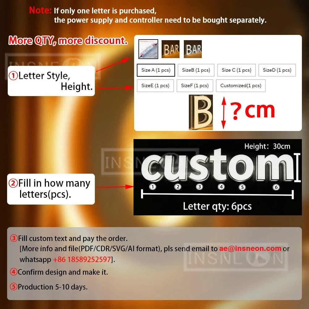 lettre lumineuse personnalisée 3d relief enseigne magasin extérieur intérieur blanc chaud