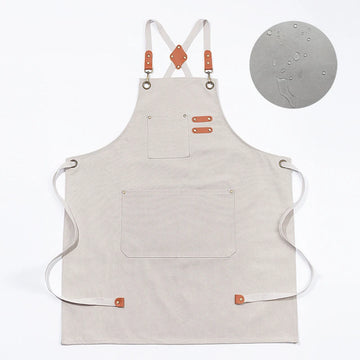 tablier marron toile coton vintage poches avant ajustement boucles métalliques utilitaire cuisine
