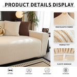 Housse canapé jacquard beige extensible élastique moderne lavable machine 90 350cm