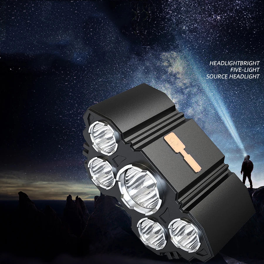 lampe frontale led noire orange ceinture ajustable rechargeable camping aventure