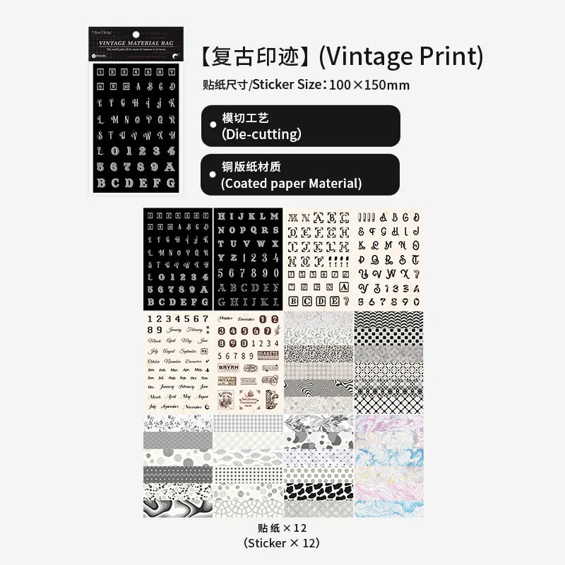 sticker musical vintage noir doré lettres notes floraux décoration journal 100x150mm